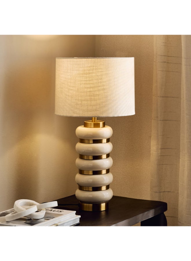 Home Box Ceramic and Metal Table Lamp with Linen Shade - Image 1